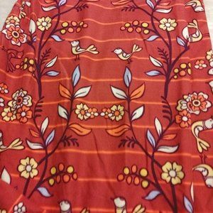 NWT Lularoe TC Leggings Orange-Red Birds & Flowers